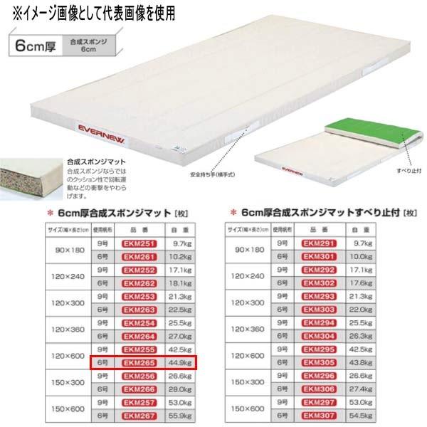 エバニュー 6cm厚合成スポンジマット EKM265 幅120×長600cm 6号帆布
