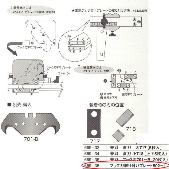 ストライプカッター用 フック刃取り付けプレート 502-1 669-36 | 