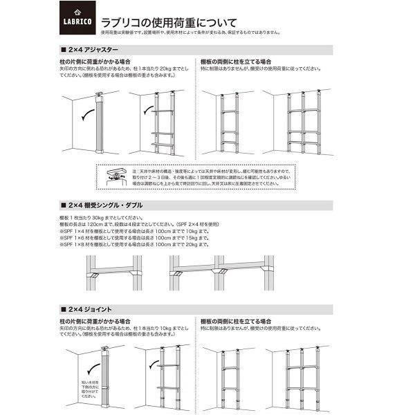 LABRICO ラブリコ ２×４ 棚受ダブル DXK-3 マットブラック｜interiortool｜03