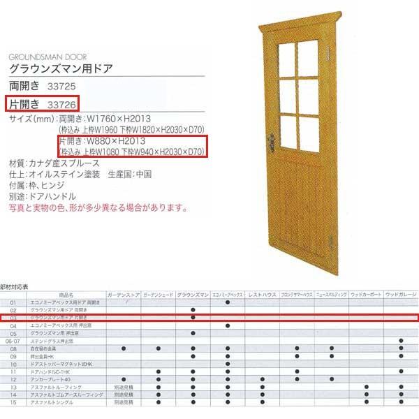 ジャービス商事 グラウンズマン用ドア 片開き WOOD HOUSE PARTS 木製物置・ハウス専用部材 カナダ産スプルース 33726 1枚 | 