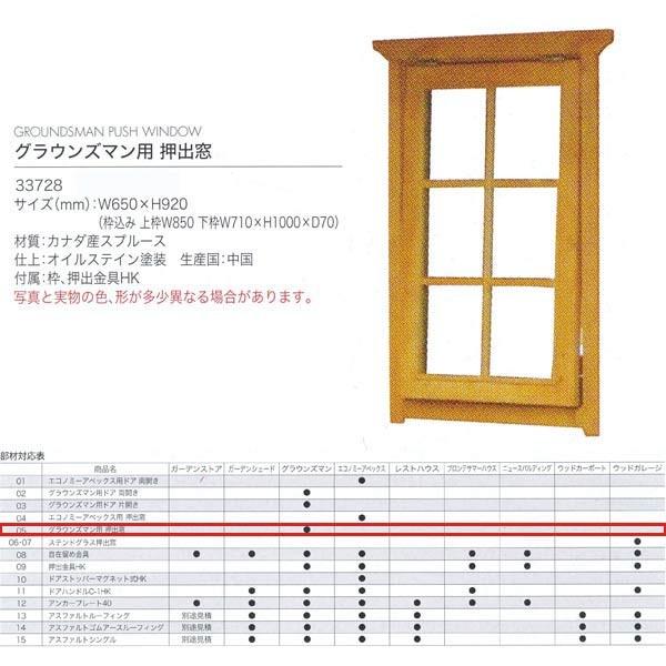 ジャービス商事 グラウンズマン用 押出窓 WOOD HOUSE PARTS 木製物置・ハウス専用部材 カナダ産スプルース 33728 1枚 | 