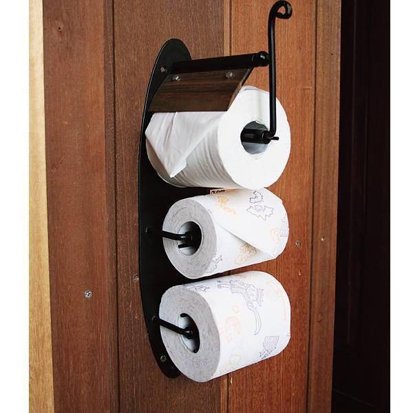 ジャービス商事 トイレットペーパーホルダー トリプル 34227 アイアン製 本体W160×H420×D180mm プレートW100×H400×D2mm | 