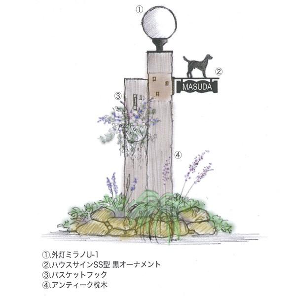 ジャービス商事 外灯 ミラノ U-1 アルミ鋳物/ガラス アンティークブラック 乳白色/クリア 66052 1台 |  | 01