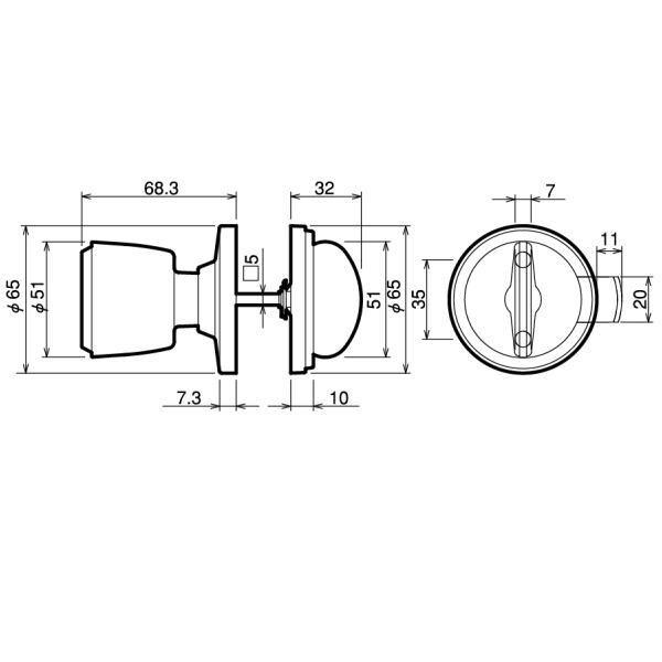 川口技研 ハイスシリーズ ハイス戸襖錠 戸襖錠 バックセット65mm 室外側：ステンレスヘアライン・室内側：黒ニッケルメッキ｜interiortool｜03