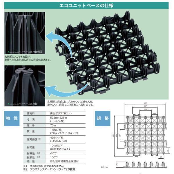 キタイ 芝生保護材 エコユニットベース 黒 525×525mm 1梱（4枚入） |  | 04