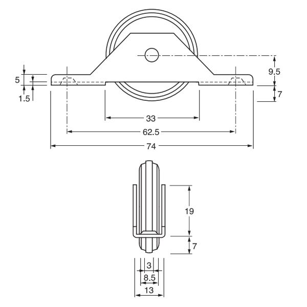 ケージーパルテック パルフラットレール V・Y・T 兼用タイプ戸車（非脱輪） YA車 V・Y・T対応 YS33 |  | 01