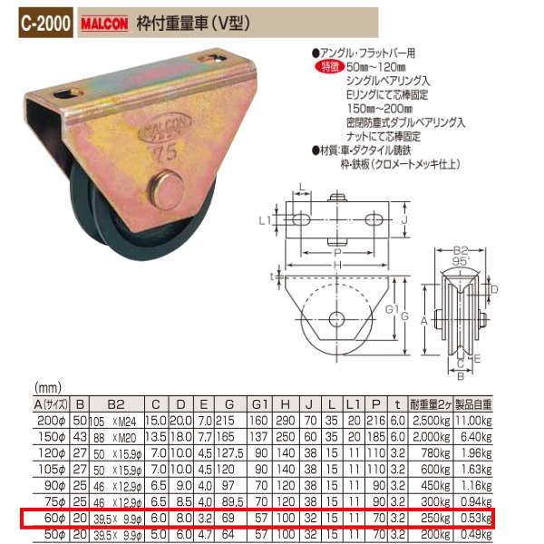 丸喜金属 MALCON 枠付重量車（V型） C-2000 600 | 