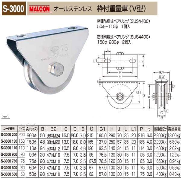 丸喜金属　MALCON　枠付重量車　S-3000　V型　200