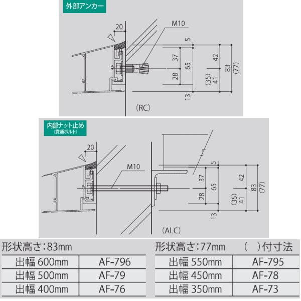アルフィン アルミひさし D:400 L:1300 AF76 1台_3
