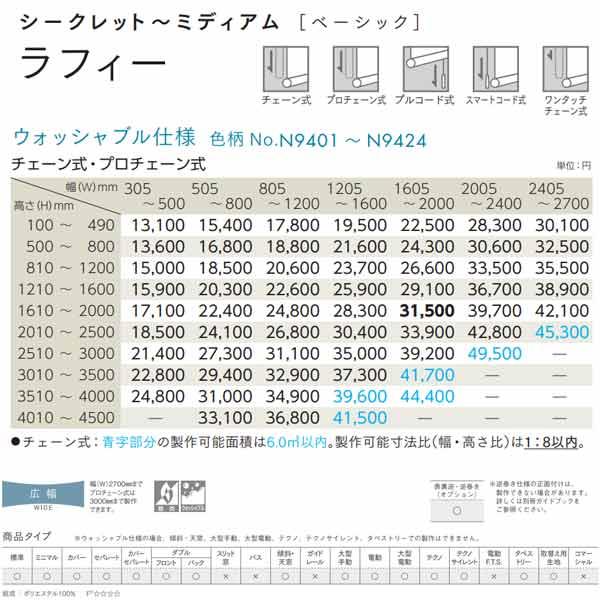 ニチベイ ロールスクリーン ラフィー ウォッシャブル仕様 標準タイプ プロチェーン式 N8401〜N8424 幅1605〜2000mm 高さ500〜800mm_4