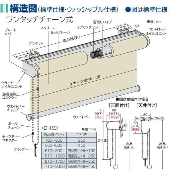 ニチベイ ロールスクリーン フェスタ2 ウォッシャブル仕様 標準タイプ 