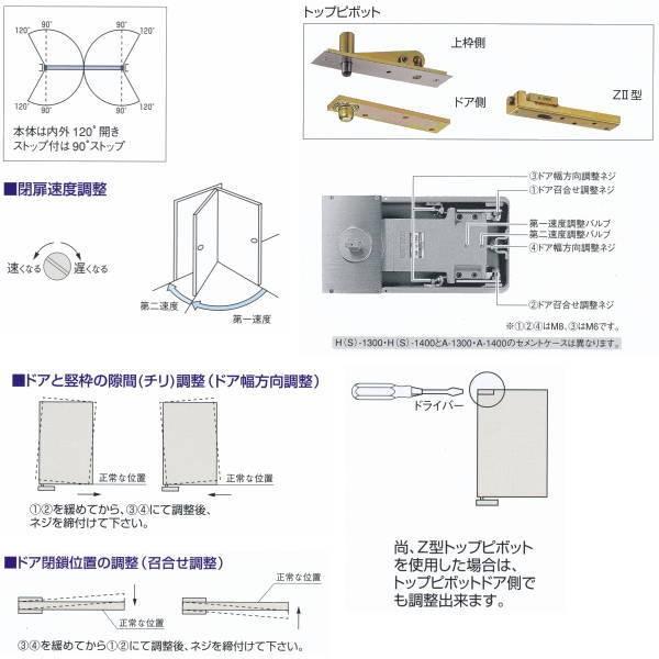 ニュースター フロアヒンジ 中心吊り自由開き 一般ドア用 ストップなし 適用ドア寸法DW950×DH2100mm H-1300Z2｜interiortool｜02