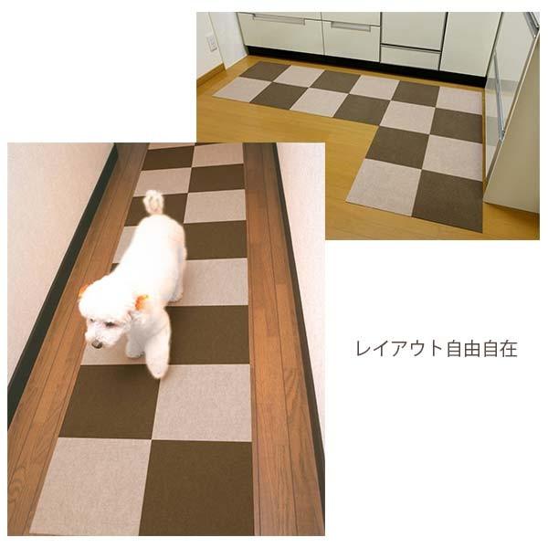 【色:ブラウン30x30cm40枚】サンコー おくだけ吸着 タイルカーペット サンコー おくだけ吸着 撥水タイルマット 30×30cm 同色 ブラウン