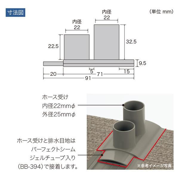 サンゲツ ノンスキッド・エアコン排水目地 ホ−ス受け 2口(一般タイプ専用) PXC-325 20個入 1ケース_1