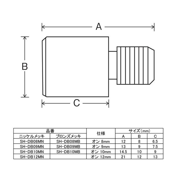 ニューヒカリ ダボ棚受 真鍮製 オン 8mm ブロンズメッキ SH-DB08MB 400個｜interiortool｜02