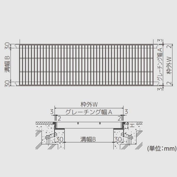 シマブン Fバー順目仕様 ステンレスグレーチング ノンスリップタイプ GSFJ-20W250-D