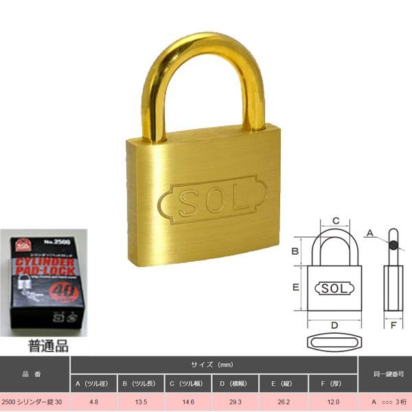 SOL HARD シリンダー南京錠 30 普通品 NO.2500 | 