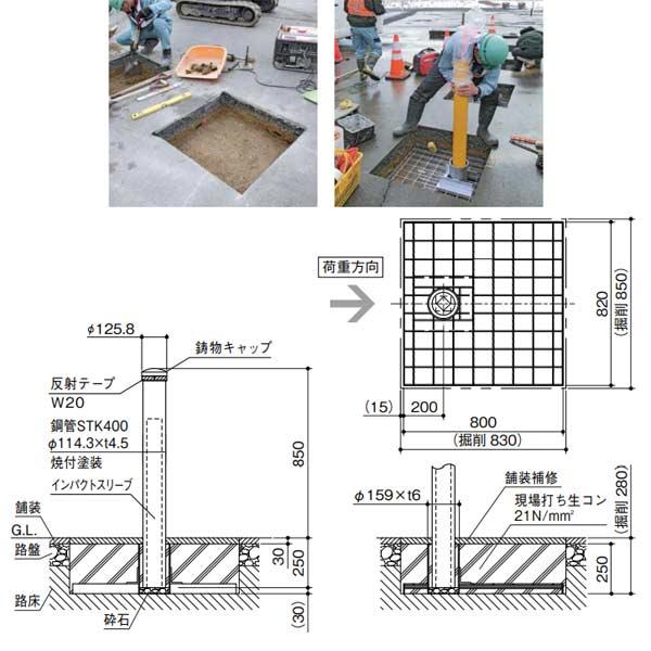 サンポール インパクトボラードφ114.3用 浅埋め込み基礎（グレーチング基礎） GRT-8082 受注生産品｜interiortool｜02