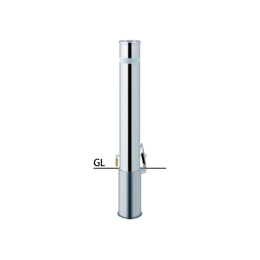 サンポール リフター差込式カギ付車止め LA-12SK φ114.3(t2.5) H700 カギ付 クサリなし