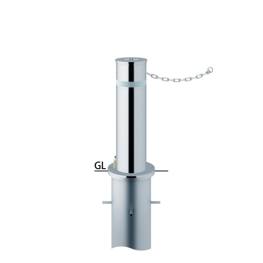 サンポール リフター上下式車止め LA-17KC φ165.2(t3.0) H600 カギ付 クサリ内蔵