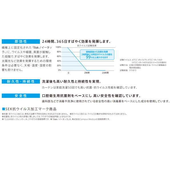 スミノエ 抗菌・抗ウイルス加工 CLEANSE カーテン ドレスアップ（約2倍ヒダカーテン・ドレスアップ10加工）幅151〜225mm 高さ161〜180mm