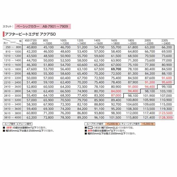 タチカワブラインド アフタービートエグゼ アクア50 ベーシックカラー AB-7901〜AB-7909 幅450〜800mm 高さ250〜800mm_9