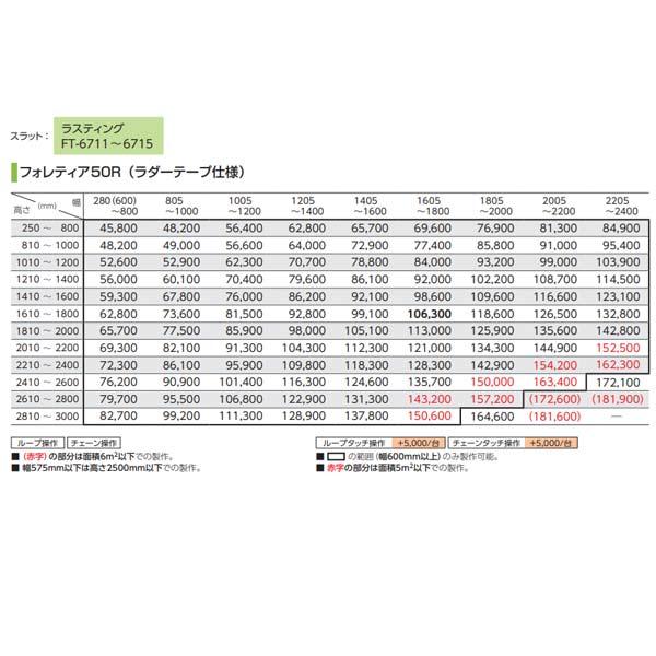 タチカワブラインド フォレティア50R （ラダーテープ仕様） ラスティング FT-6711〜FT-6715 幅1805〜2000mm 高さ2610〜2800mm