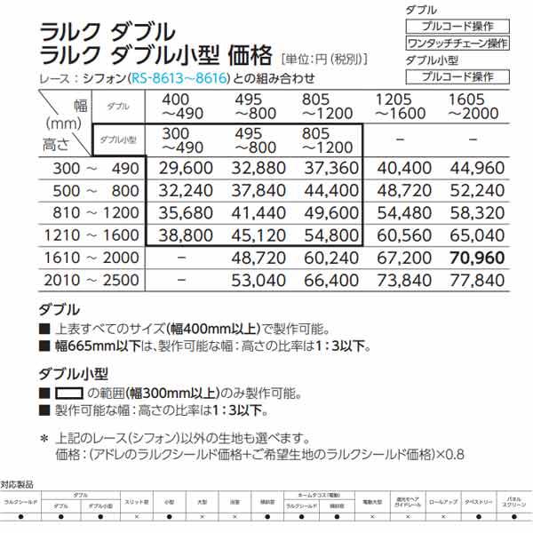 タチカワ ロールスクリーン ラルク ダブル アドレ RS-8053 〜 RS-8055 幅805〜1200mm 高さ300〜490mm｜interiortool｜06