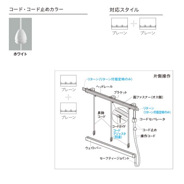 トーソー ローマンシェード キット クリエティ コードツイン プレーン＋プレーンスタイル（片側操作） 規格品 製品幅1400 製品高さ3000｜interiortool｜02