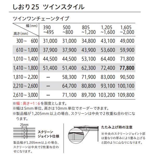 トーソー プリーツスクリーン 和紙調 水紋 しおり25 ツインスタイル ツインワンチェーンタイプ TP-8075〜TP-8078 幅1205〜1600mm 高さ1410〜1800mm_6