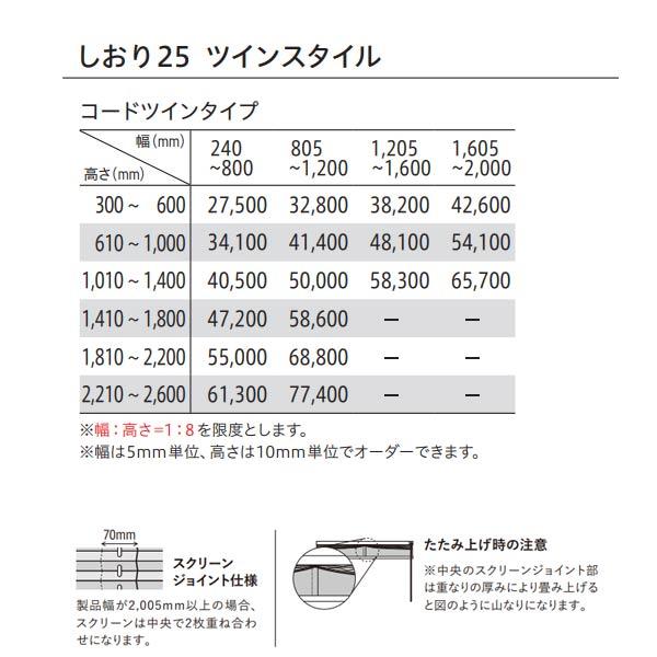 トーソー プリーツスクリーン 遮光 ニーム しおり25 ツインスタイル コードツインタイプ TP-8124〜TP-8127 幅1205〜1600mm 高さ1010〜1400mm_6