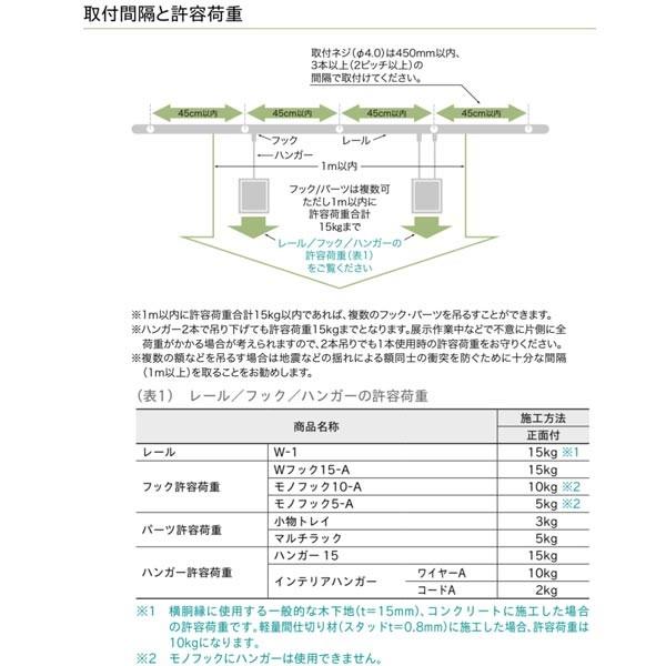 トーソー ピクチャーレール W-1／W-2 部品 モノフック 10-A 1コ入 ホワイト 673226｜interiortool｜03