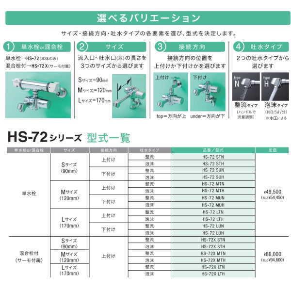 バイタル　自動水栓　デルマン　単水栓　Lサイズ　泡沫　上付け　LTH　HS-72　120mm