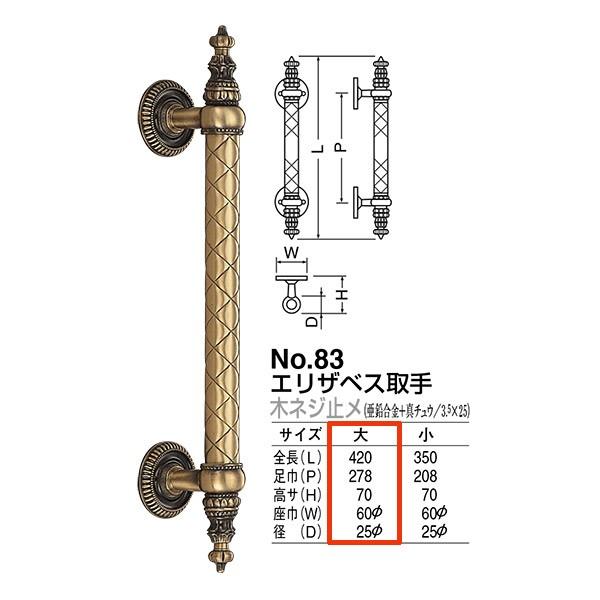シロクマ ドアー取手 エリザベス取手 No.83 木ネジ止メ サイス:大 仙徳 | 