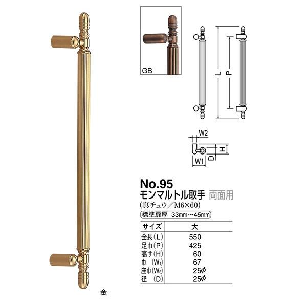 シロクマ ドアー取手 モンマルトル取手 No.95 両面用 サイズ：大 1組