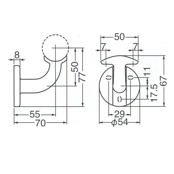 シロクマ 室内用補助手すり C形ブラケットL受 亜鉛合金＋樹脂 BR-600 |  | 01