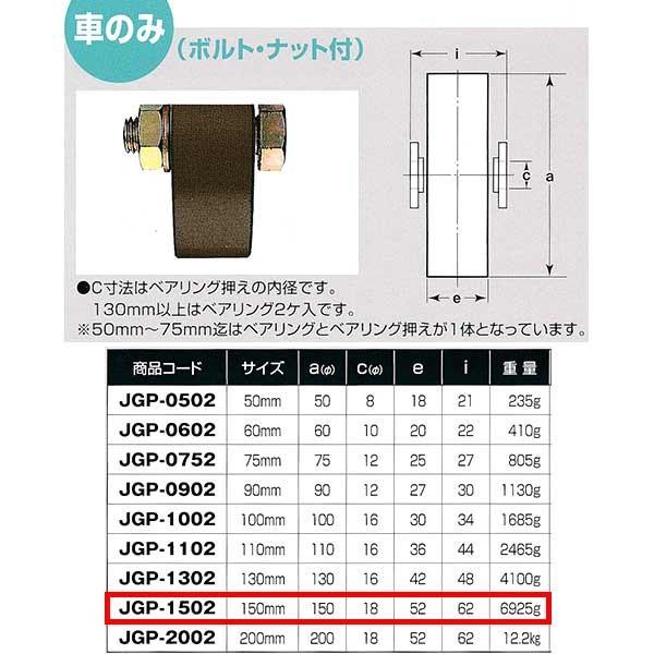 ヨコヅナ　S45C　重量戸車　鉄枠　平型　車のみ　150mm　1個　JGP-1502