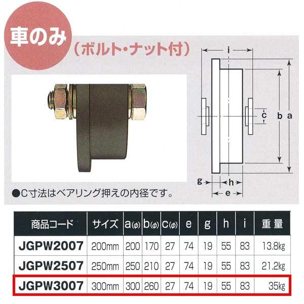 ヨコヅナ S45C重量戸車 ワイドタイプ 車のみ トロ車型 JGPW3007 300mm 1個