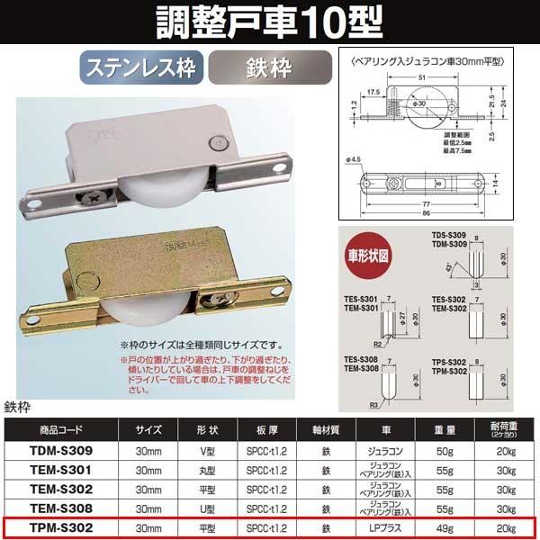 ヨコヅナ 調整戸車 １０型 鉄枠 ＬＰプラス車 30 平 TPM-S302 | 
