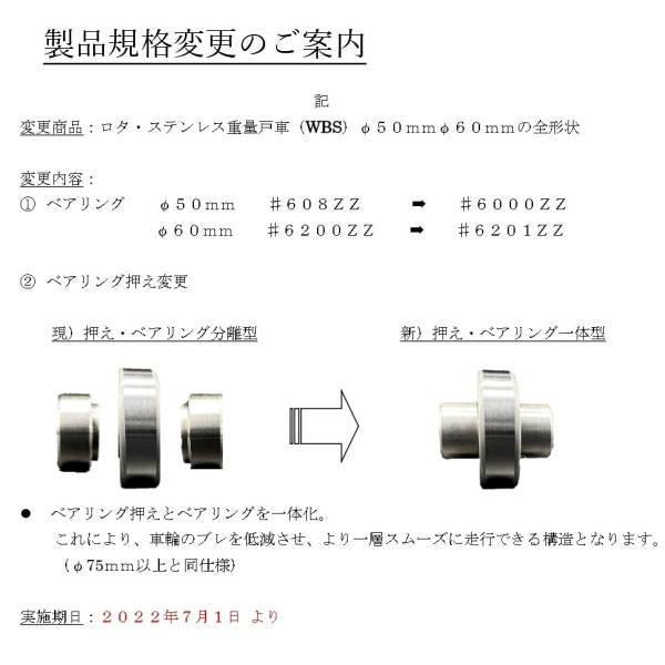 ヨコヅナ ロタ・ステンレス 重量戸車 ステンレス枠 平型 WBS-0602 60mm 1個 |  | 01