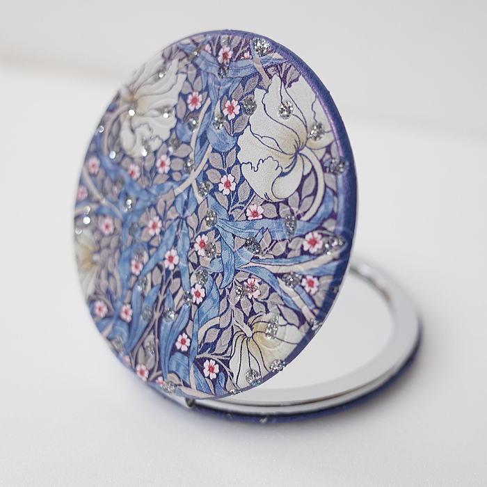 ステンドグラス　鏡　ミラー　百合 コンパクトミラー ラウンド 73797 贈り物におすすめです ヴィクトリア