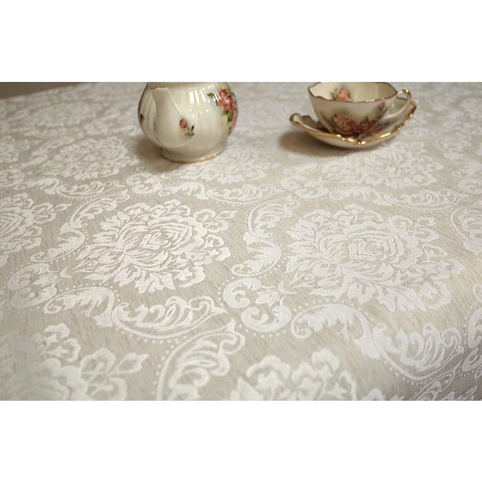 テーブルクロス レース約135x225cm 長方形 撥水加工 ダマスク柄