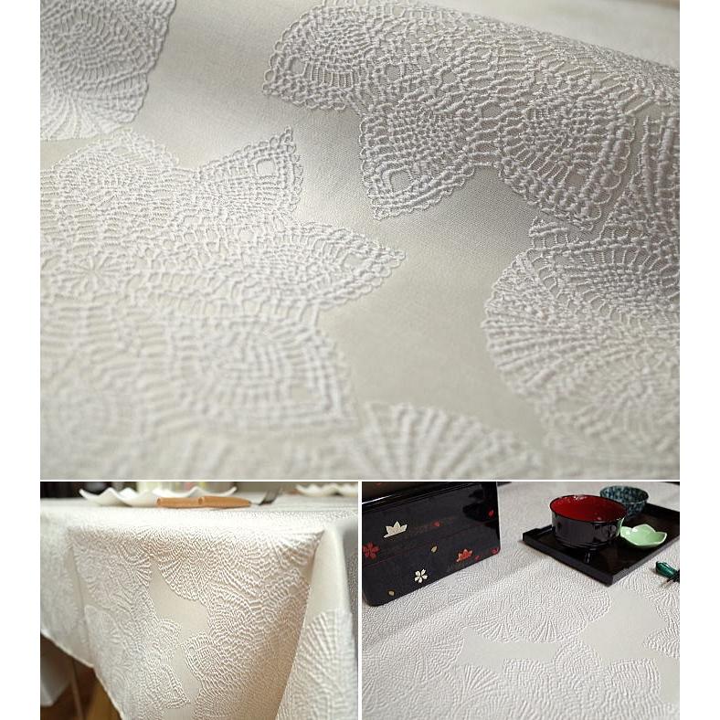 撥水加工 テーブルクロス ジャガード セツゲツカ 130×230cm 立体的な織