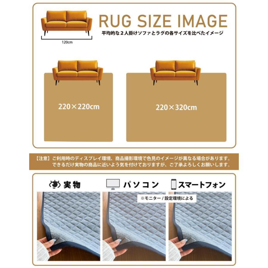 ボアラグ　ラグマット　あったかボアラグ　約4.5帖 春夏クーポン実施中 ラグ カーペット 接触冷感 洗える 220×220 約 4.5