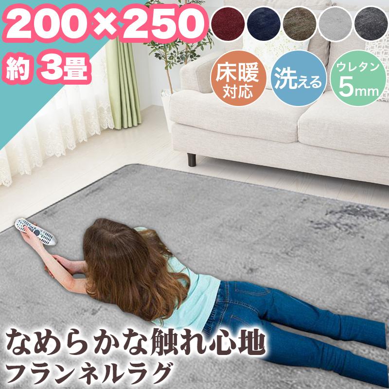 ラグ カーペット 200×250 約 3帖 3畳 洗える ウレタン 5mm ラグマット