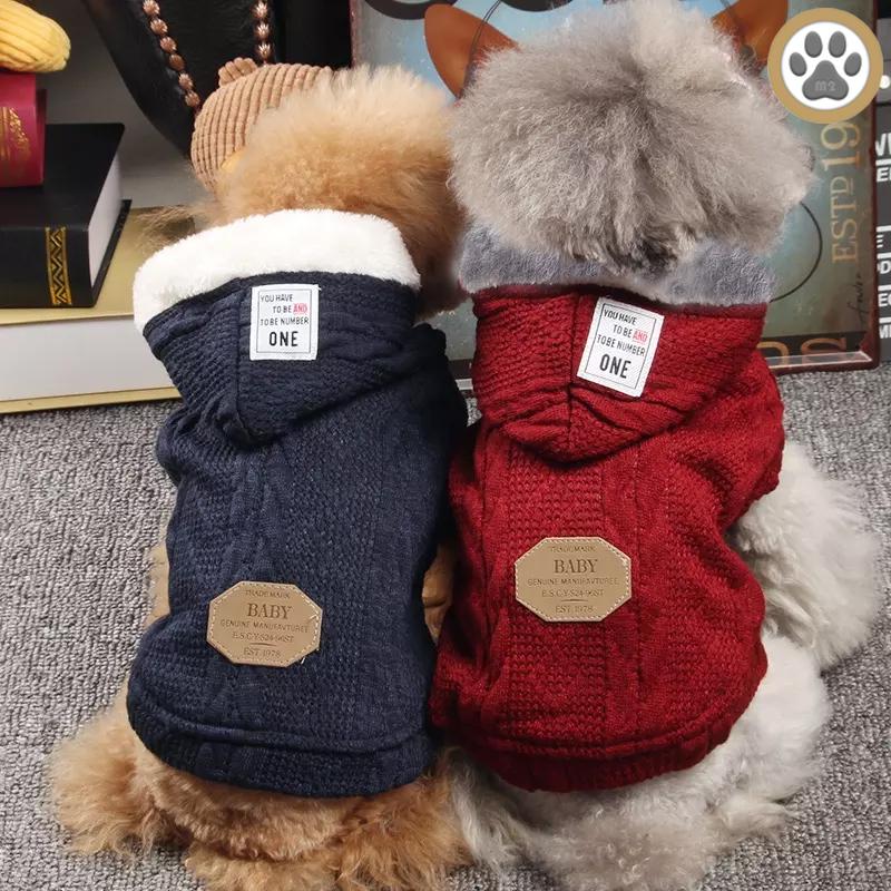 犬服 おしゃれ 冬 犬 服 やわらかニット　セーター あったか　起毛フード付き 犬の服 犬服 S　M　サイズ 秋冬　 |  | 05