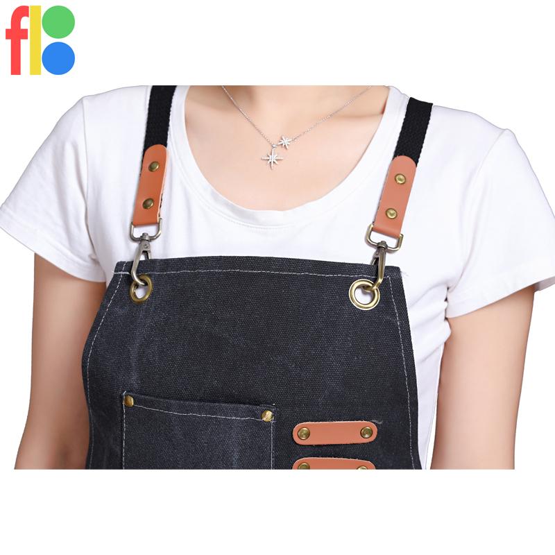 男女兼用 ワークエプロン キャンパス生地 ロングエプロン サロンエプロン  カフェエプロン キッチンエプロン おしゃれ X型 クロスバック 無地 |  | 03