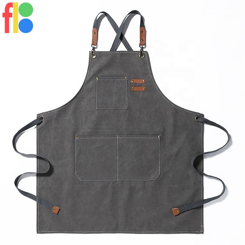 男女兼用 ワークエプロン キャンパス生地 ロングエプロン サロンエプロン  カフェエプロン キッチンエプロン おしゃれ X型 クロスバック 無地 |  | 06