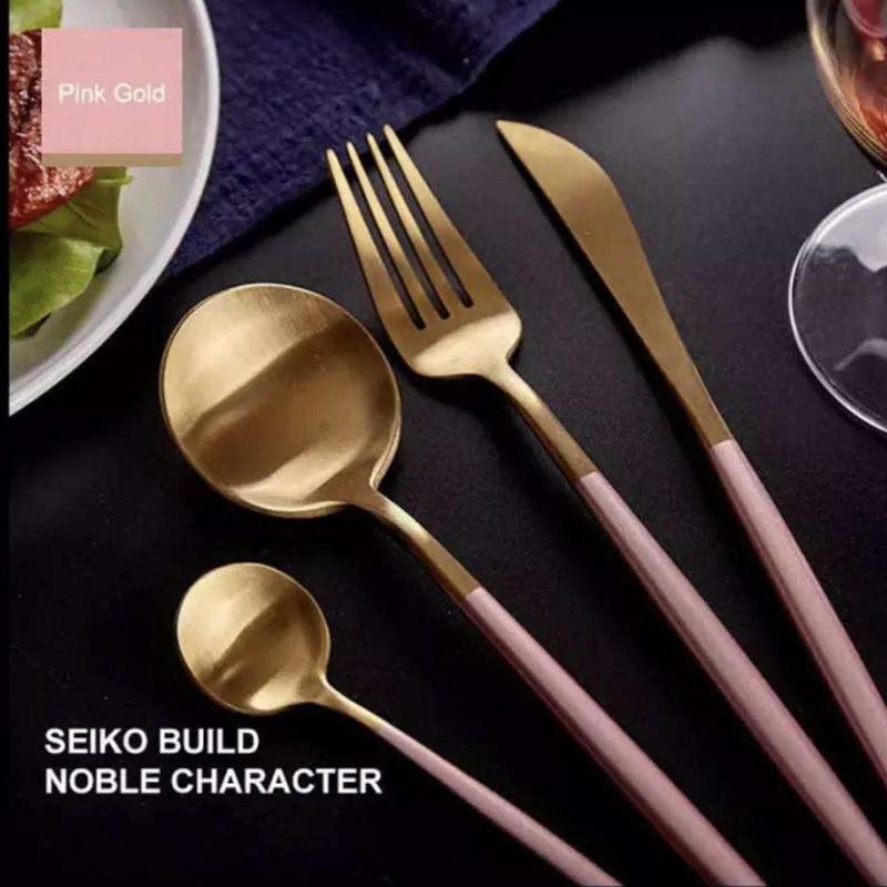 カトラリーセット クチボール風 おしゃれ ステンレス 北欧  ゴールド スプーン フォーク ナイフ デザートスプーン 食器 インスタ映え 来客用　 |  | 04