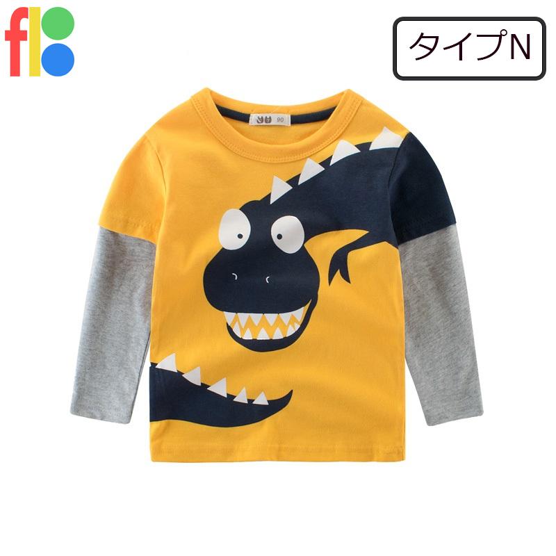 送料無料 長袖Tシャツ ロンT トップス 子供服 キッズ 男の子 女の子 ジュニア プリント 恐竜 ダイナソー カジュアル シンプル 保育園 幼稚園 入園 |  | 14